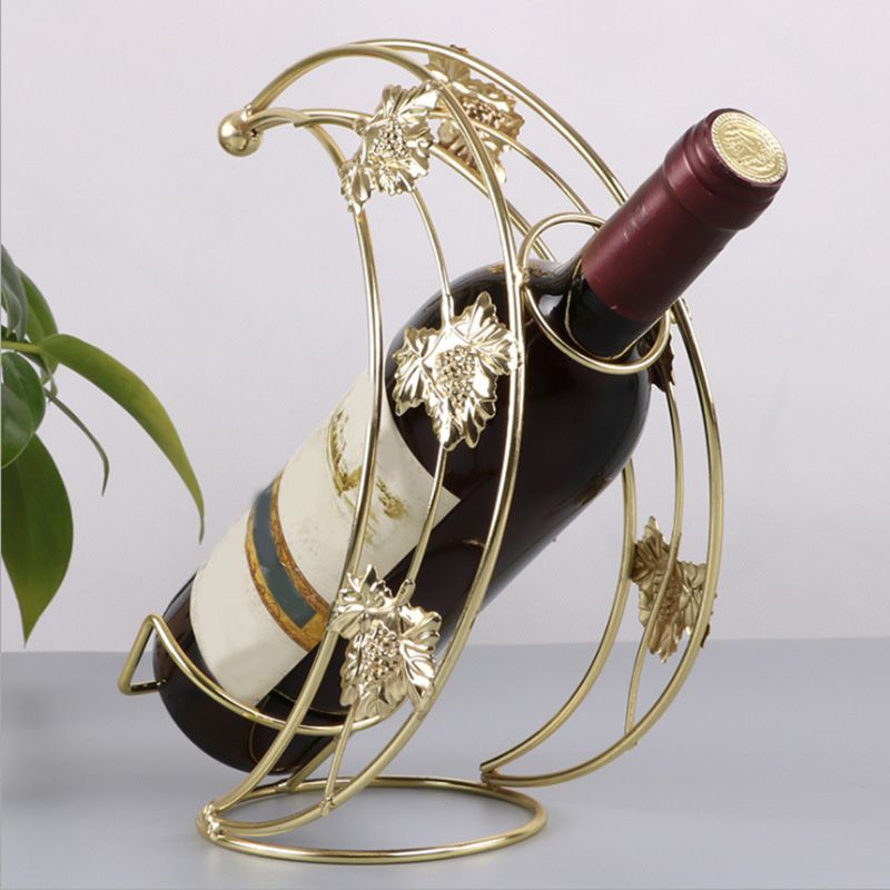 Glam Metal Wine Bottle Rack Countertop Bottle Holder for Living Room