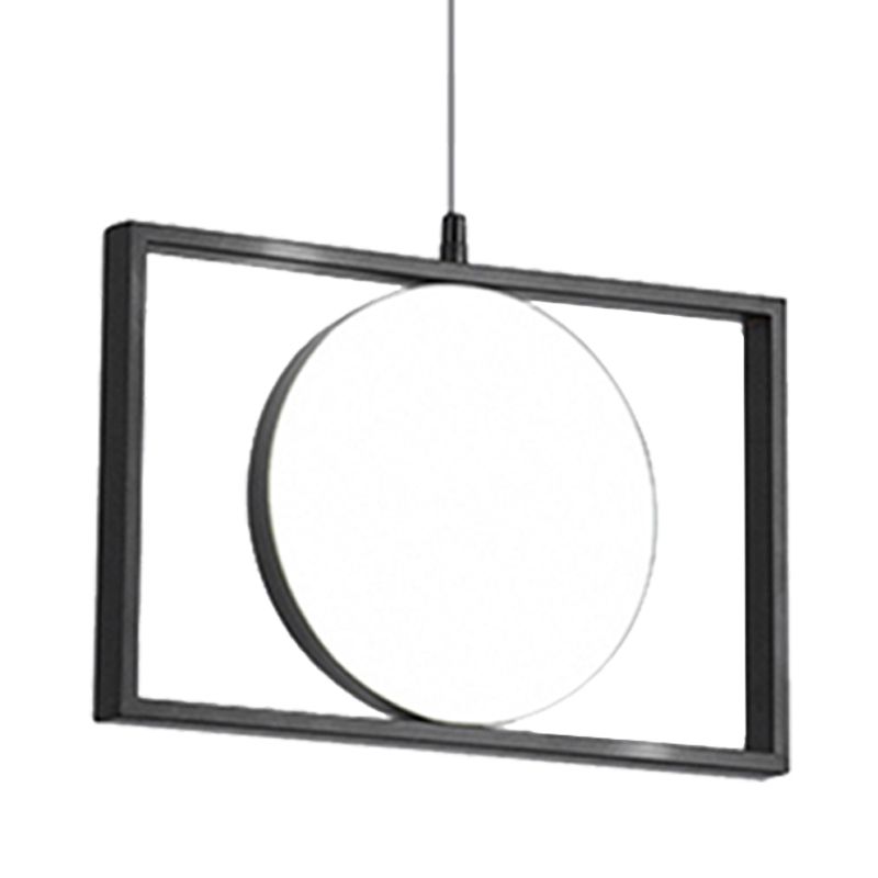 Black Rectangle Pendant Hanging Light Post Modern Metal LED Suspension Light Fixture, Horizontal/Vertical