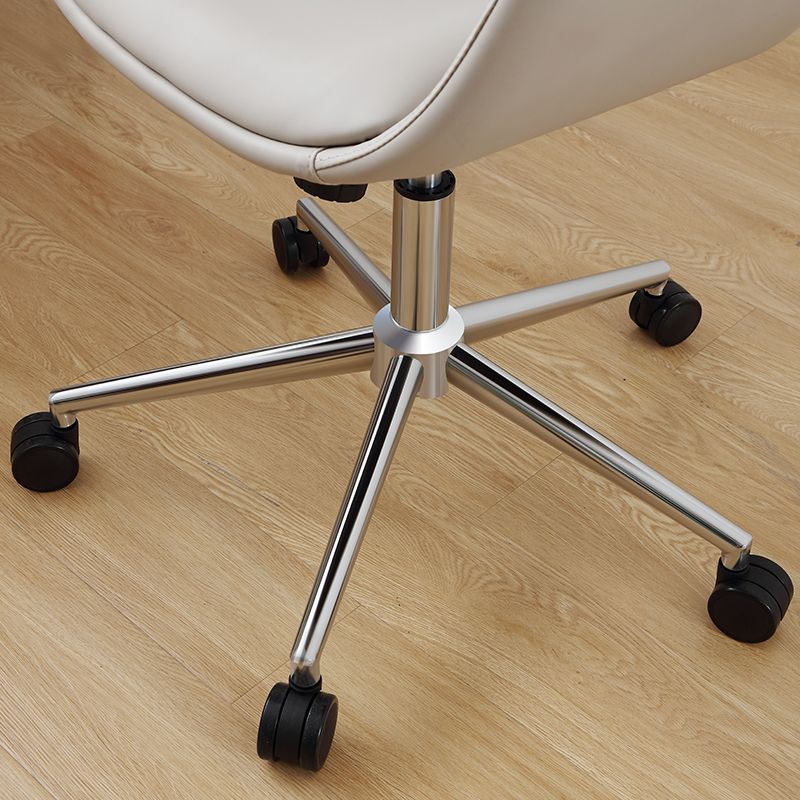 Armless Chair Leather Adjustable Seat Height Swivel Chair with Wheels