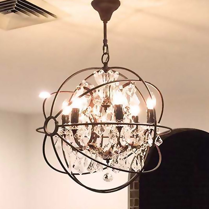 Modern Spherical Chandelier Hanging Light Fixture Metal 8 Lights Ceiling Hanging Light Fixture