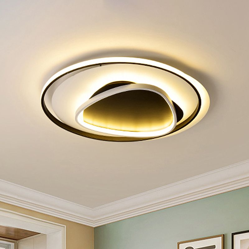 18"/23.5" Wide Acrylic Circle Flushmount Light Modern LED Black Ceiling Flush Light in Warm/White Light