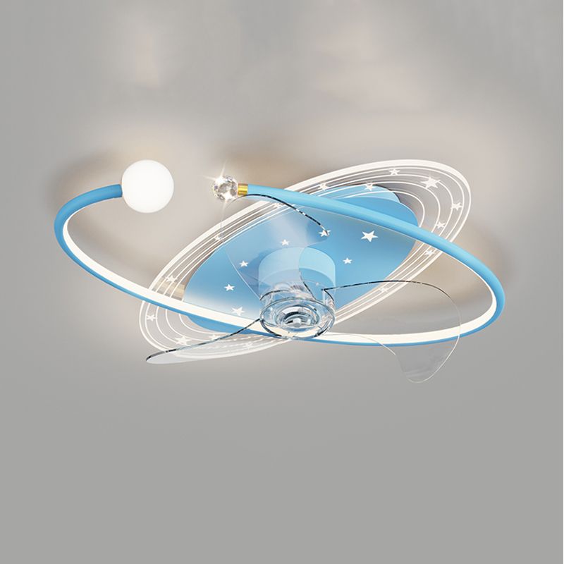 Cartoon Style Ceiling Fan Lamp Ellipse Shape Ceiling Fan Light for Bedroom