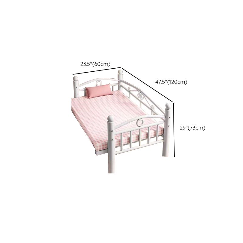 Metal Nursery Crib White Industrial Nursery Bed with Guardrail