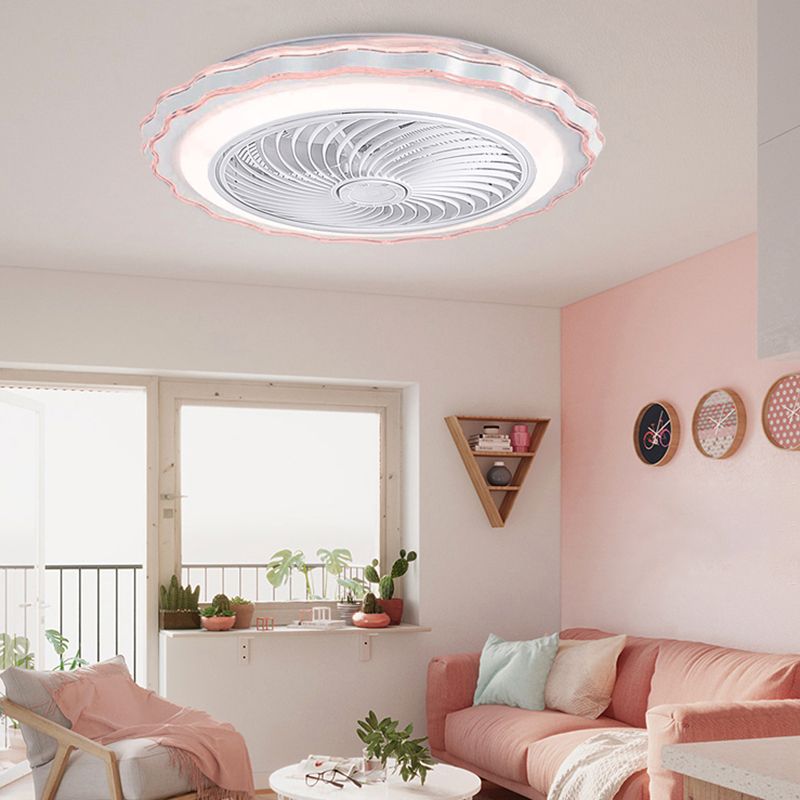 Éclairage de ventilateur de plafond floral Style de style en métal LED MONT SEMI FUX LEMP