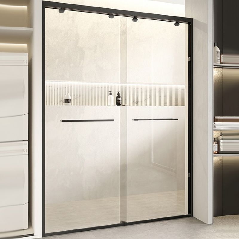 Double Sliding Shower Door Semi Frameless Shower Door with Stainless Steel Frame