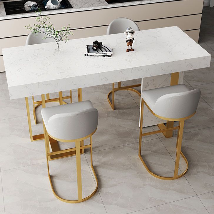 Glam Stone Top Bistro Accent Dining Table Rectangle Indoor Event and Cocktail Table