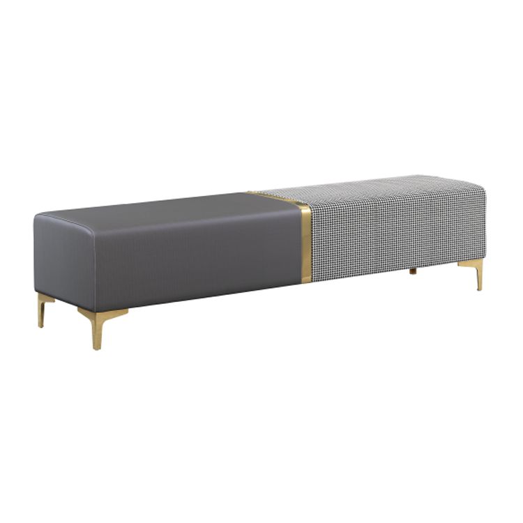 Glam Patchwork Bench Cushioned Faux Leather Seating Bench for Bedroom