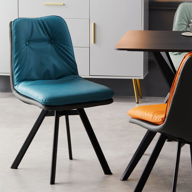 Contemporary Style Upholstered Dining Side Chair with Metal Base