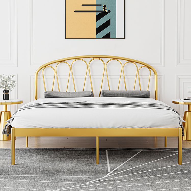 Open Frame Metal Bed Frame Contemporary Wire-Grid Iron Bed with Headboard