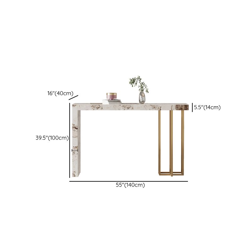 Glam Stone Bar Dining Table Rectangle Bar Table for Living Room