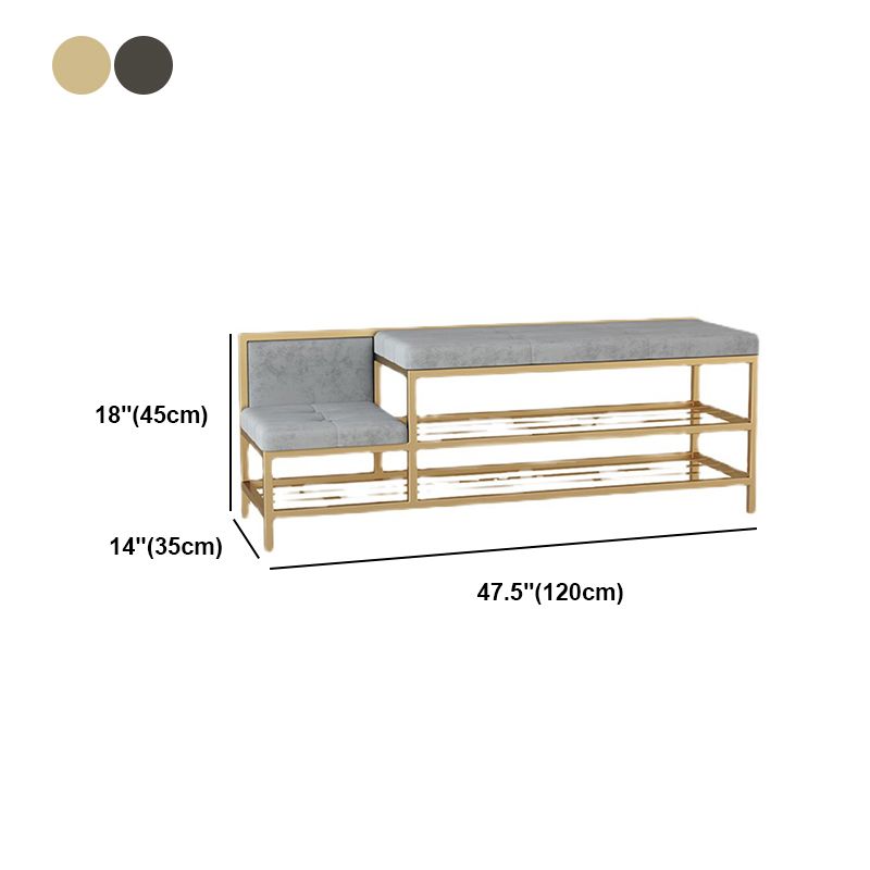 13.8 Inch Wide Entryway Bench Modern Cushioned Metal Seating Bench