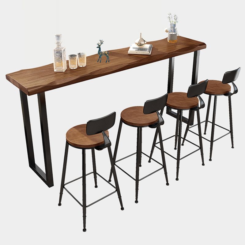 Modern Natural Counter Wine Table Solid Wood Fixed Table Indoor Patio Bar Table