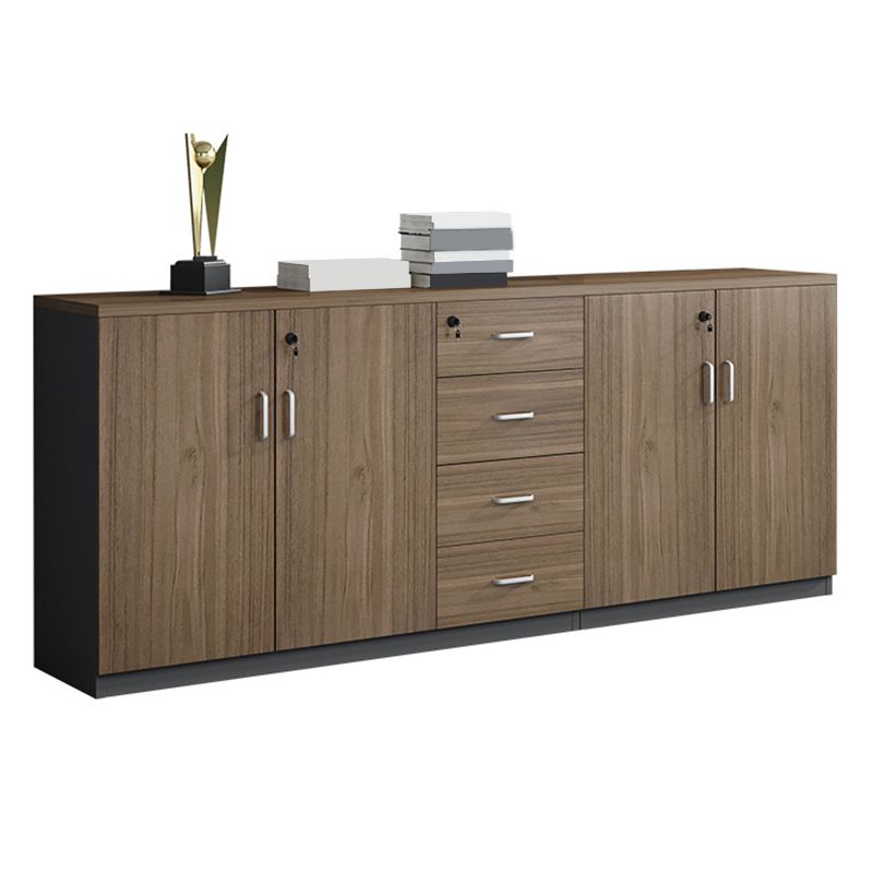 Walnut File Cabinet Storage Shelves Lateral File Cabinet with Locking Drawers