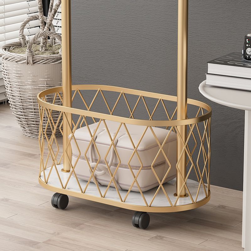 Contemporary Solid Color Coat Hanger Free Standing Storage Basket Coat Rack with Castors