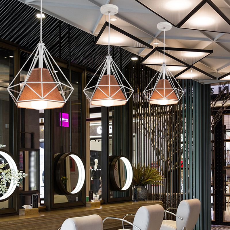 1 Light Diamond Pendant Industrial Metal Ceiling Pendant with Hanging Cord for Restaurant