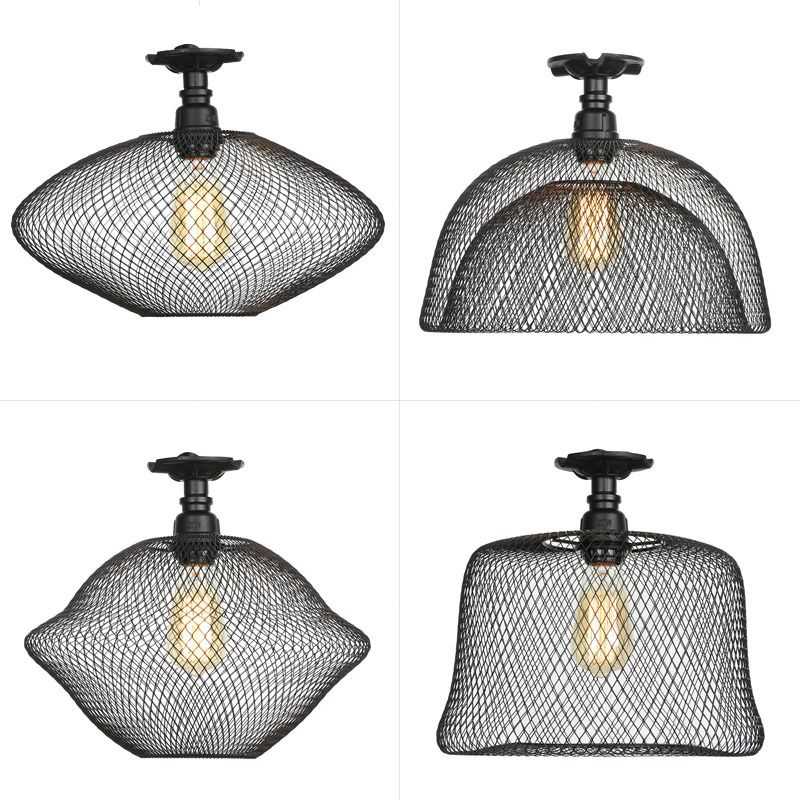 Modern Flush Mount Ceiling Light Metal 1-Light Flush Mount Lighting in Black