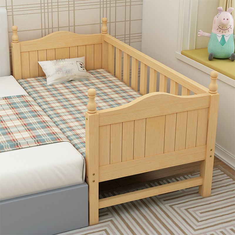 Solid Wood Kids Bed with Guardrails Modern Mattress Included Twin Bed