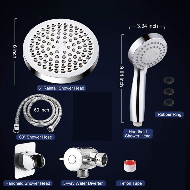 Modern Dual Shower Head Square High Arch Shower Head Combo in Silver