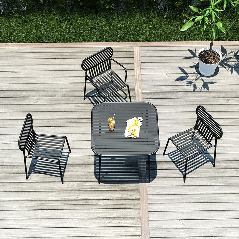 Black Outdoor Iron Patio Table Contemporary Rectangle Rust Resistant Patio Table