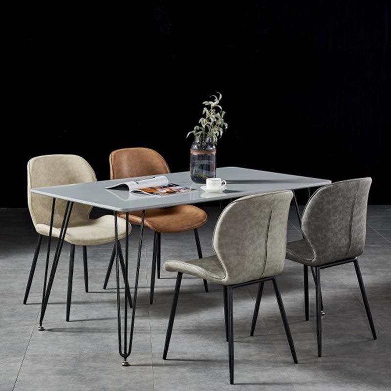 Contemporary Style Chairs Armless Dining Chairs with Metal Legs for Kitchen