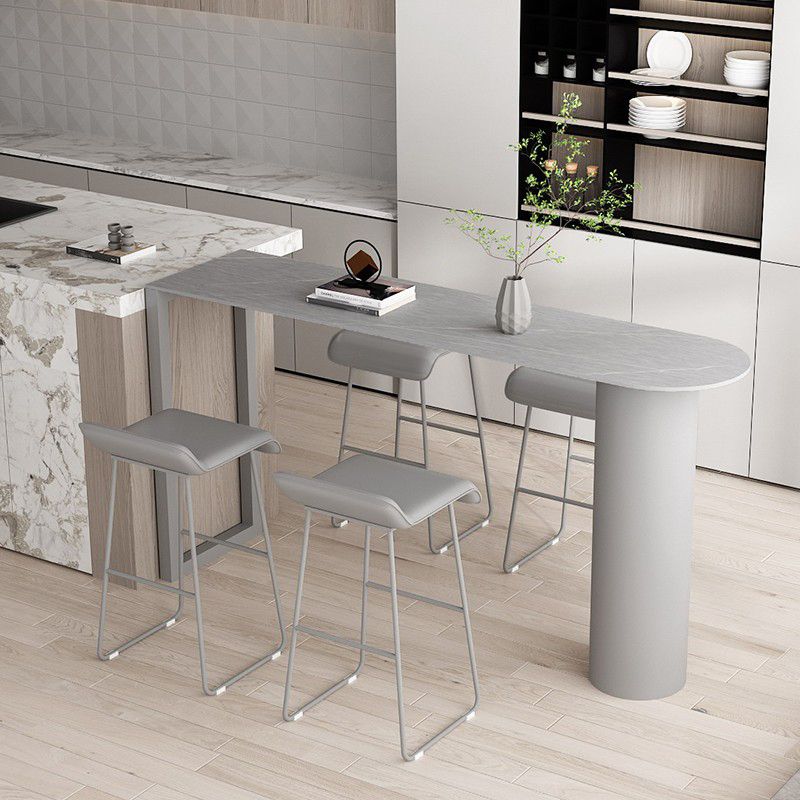 Modern Marble Bistro Table with Specialty Table Top Double Pedestal Table- 41.3" H