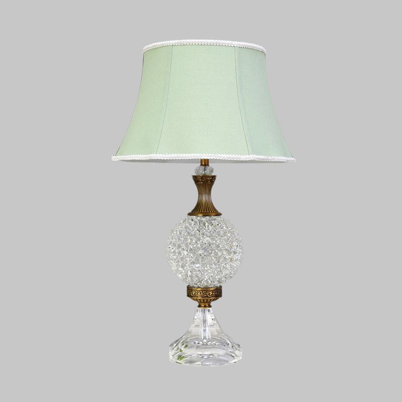 Light Green 1 Bulb Night Table Light Traditional Crystal Globe Shaped Nightstand Lamp