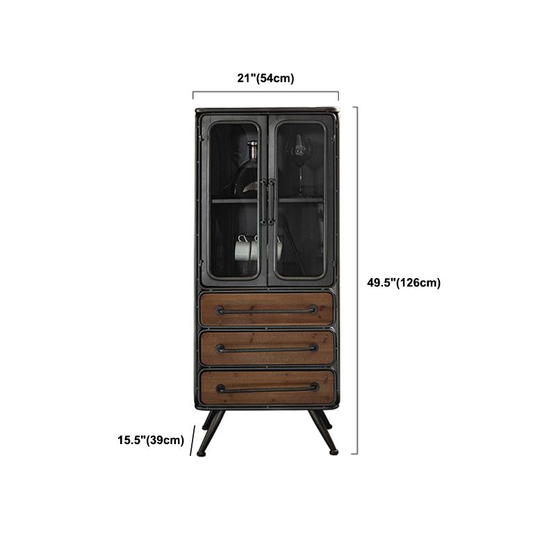 Modern Metal Display Stand Glass Doors Display Cabinet with Door for Living Room