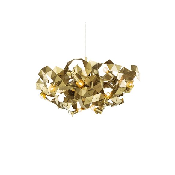 Aluminum Abstract Ceiling Pendant 6 Lights Post Modern Metal Hanging Lamp in Black/Gold/Silver