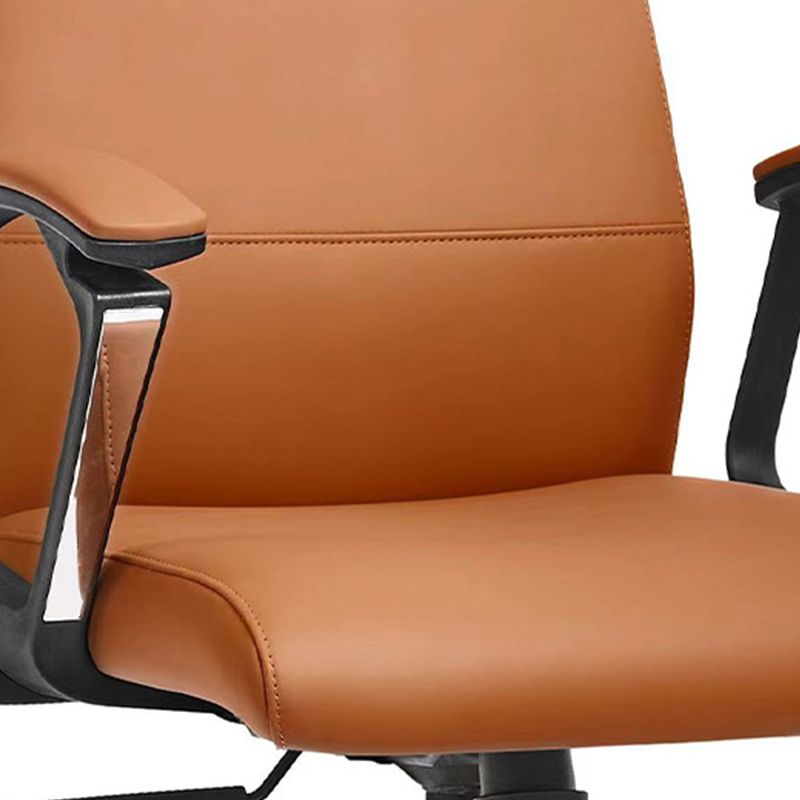 Modern Fixed Arms Office Chair Leather Tilt Mechanism No Distressing Desk Chair