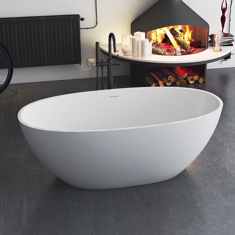 Modern Oval Bathtub Stand Alone Stand Alone Soaking Back to Wall Bath