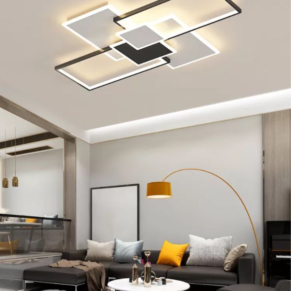 Living Room New Modern LED Flush Light Acrylic Geometric 6 Lights Ceiling Mounted Light