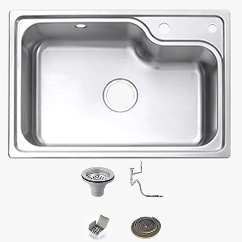 Modern Kitchen Sink Stainless Steel with Basket Strainer and Drain Assembly Sink Only