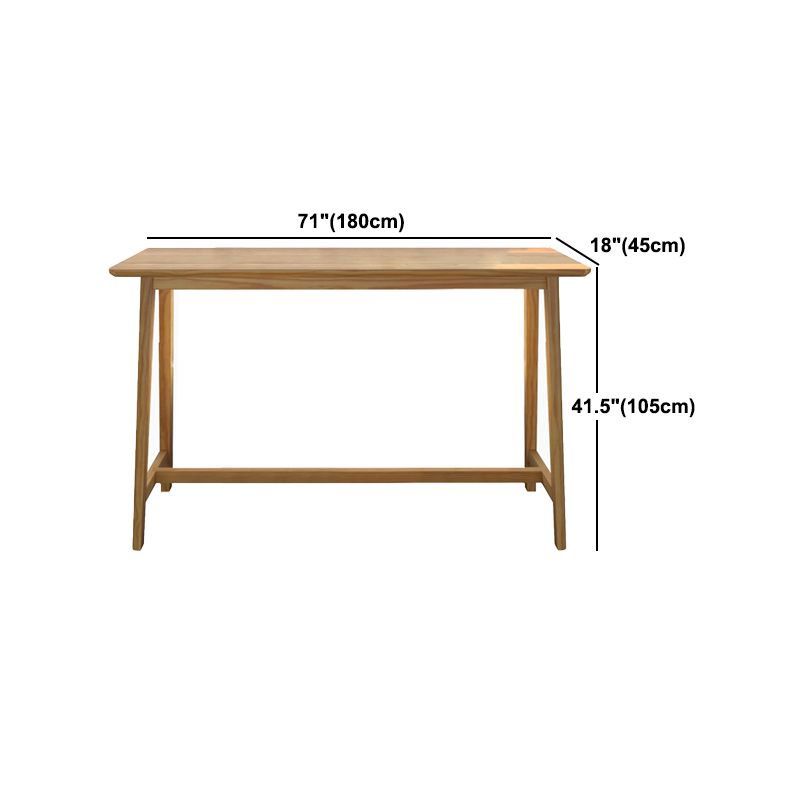 Rectangular Pine Wood Top Bar Table Modern Bar Table with Trestle Base in Nature