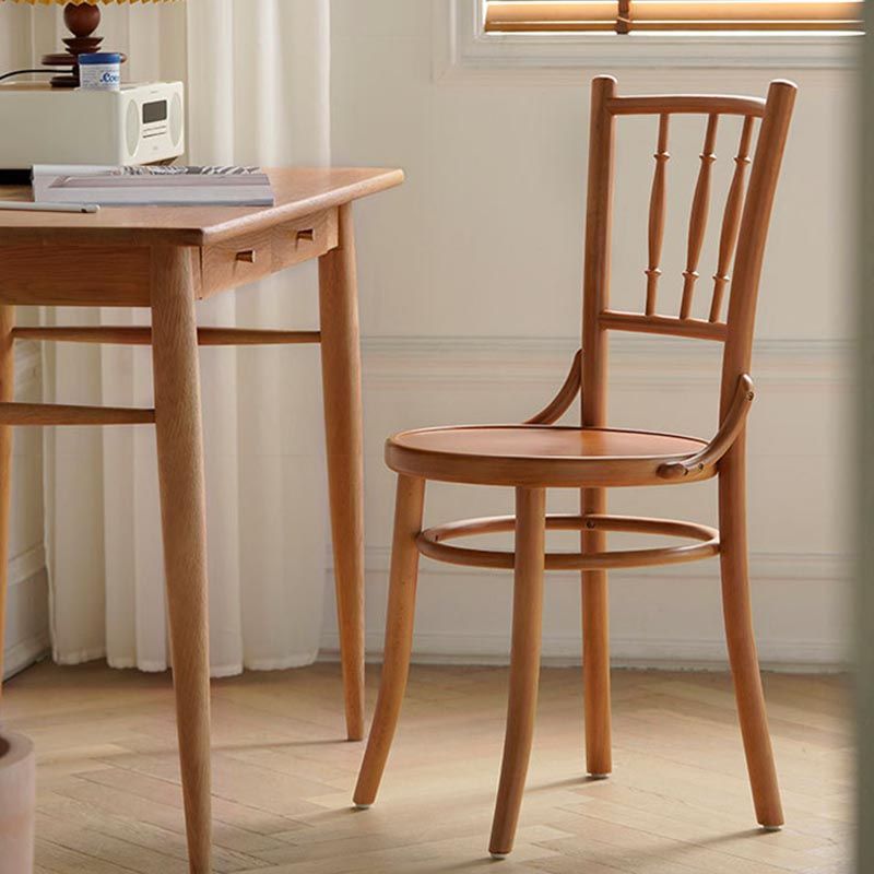 Wood Dining Side Chair Traditional Slat Back Side Chair for Home