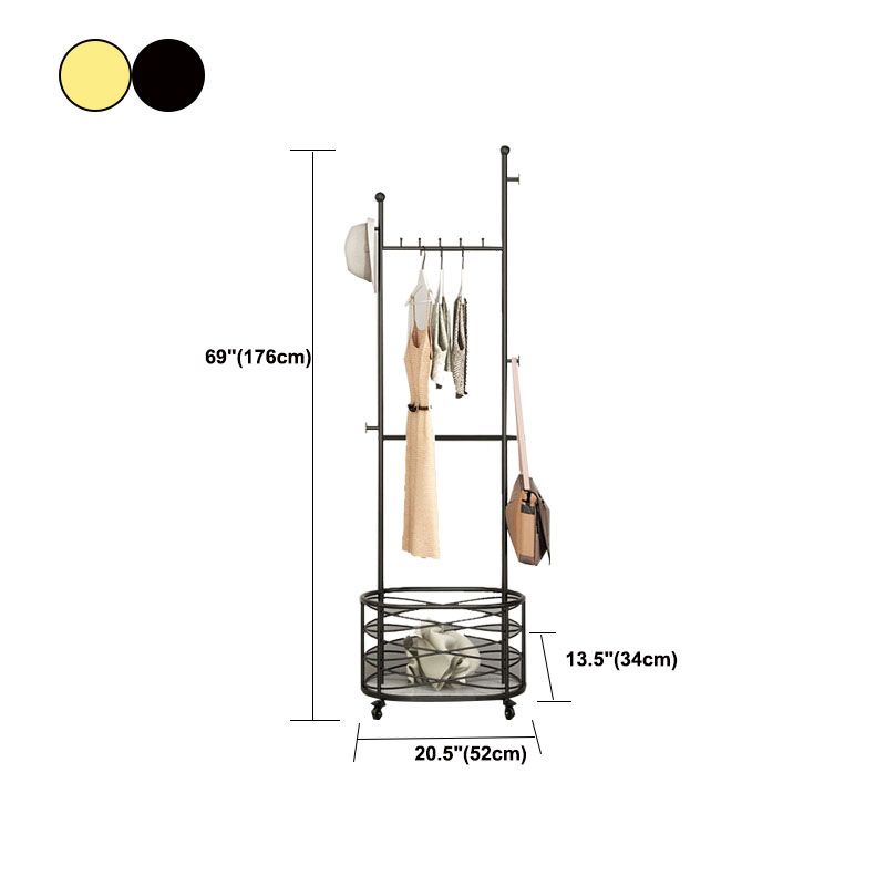 Modern Coat Hanger Metal Free Standing No Distressed Hall Tree with Storage Shelving