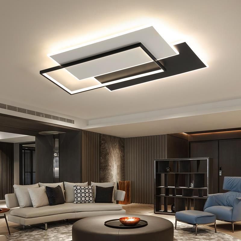 Square Metal and Acrylic Flush Mount 3 - Light LED Modern Ceiling Lighting