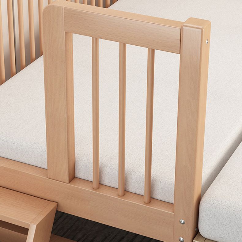 Convertible Wooden Crib with Guardrail Standard Crib with Stairway