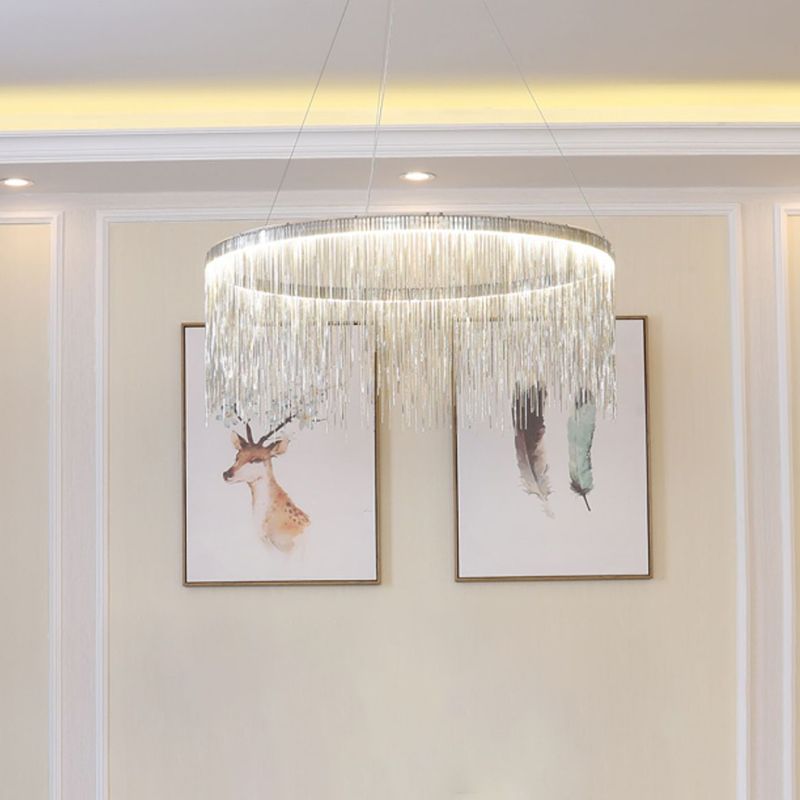 Modern Style Cylindrical Chandelier Metal 1 Light Hanging Lamp for Bedroom