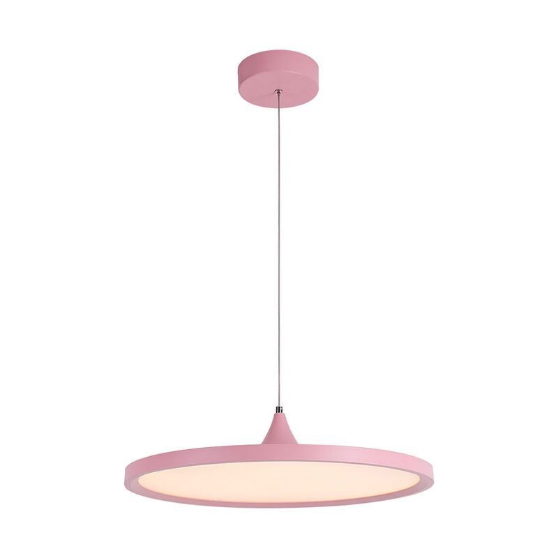 Ultra-Thin Hanging Light Simple Acrylic LED Pink Pendant Lamp in Warm/White Light, 16.5"/20.5" Wide