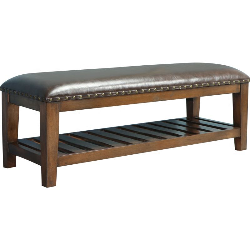 Traditional Brown Entryway Bench Upholstered Seating Bench with Legs