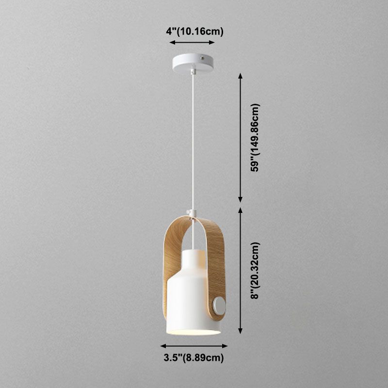 Modern Wooden Top Pendant Light, Minimalist Bell Shade Hanging Lamp for Bedroom