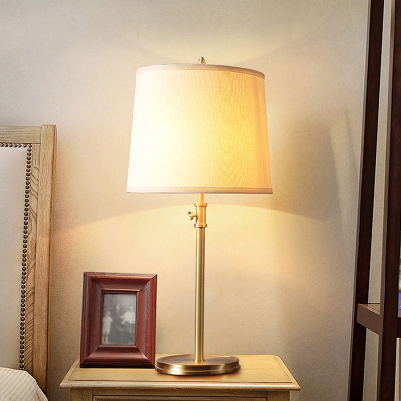 Gold Tapered Shape Nightstand Lamp Simplicity 1-Light Fabric Adjustable Table Light