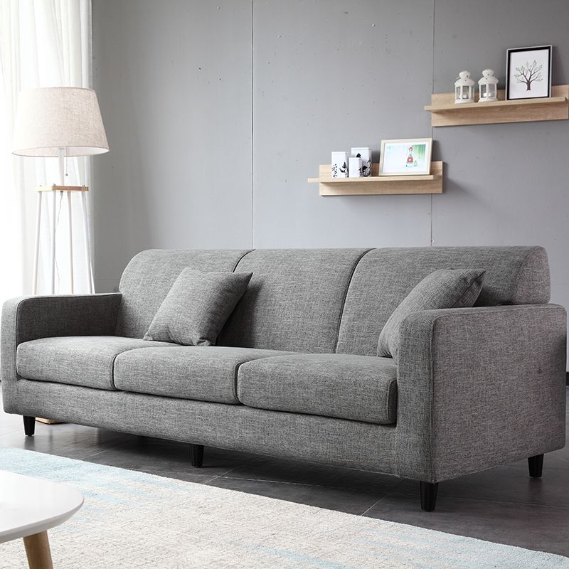 Linen Contemporary Square Arm Standard Sofa Washable Sofa for Living Room