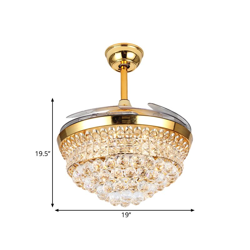 Lampe semi-rincure en cristal biseauté conique à 19 "LED de largeur LED LEVIN DE VANNEUX PROSIDE À 4 lames