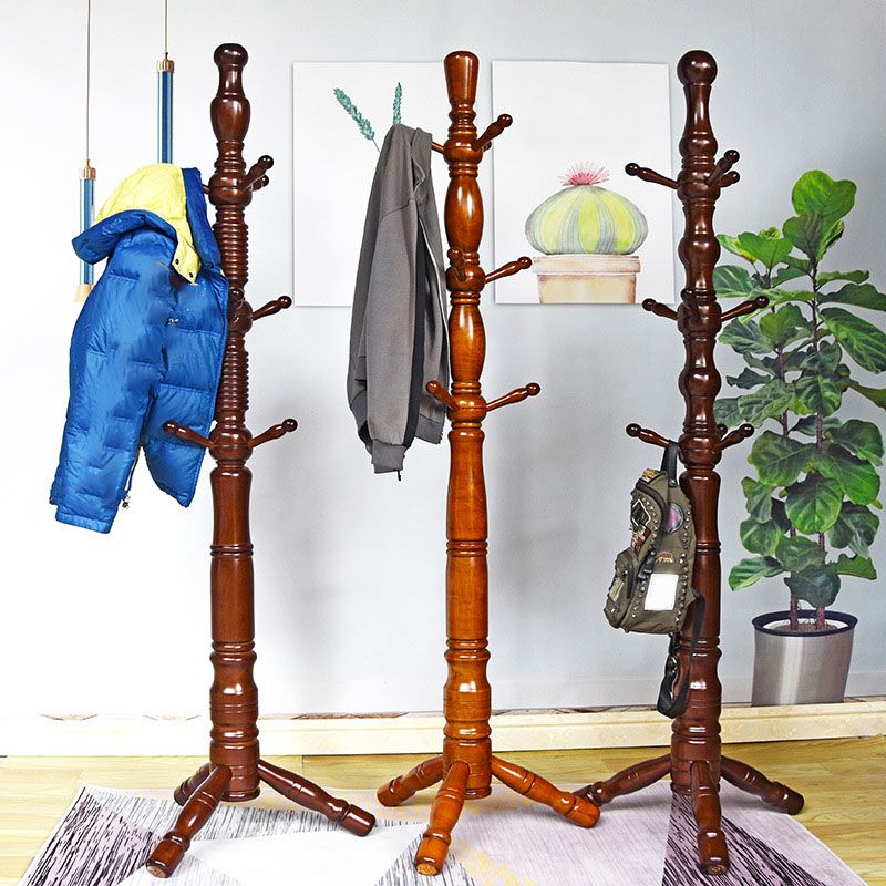 Mid Century Modern Entry Hall Tree Wood Coat Hanger with 9 Hooks