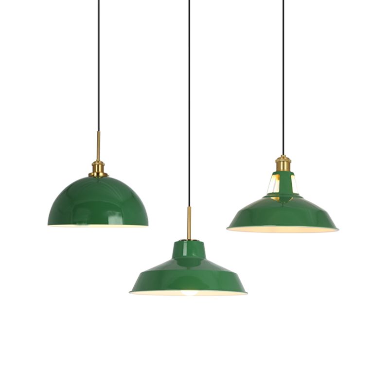 1-Light Industrial Pendant Lighting Fixtures Green Wrought Iron Ceiling Pendant