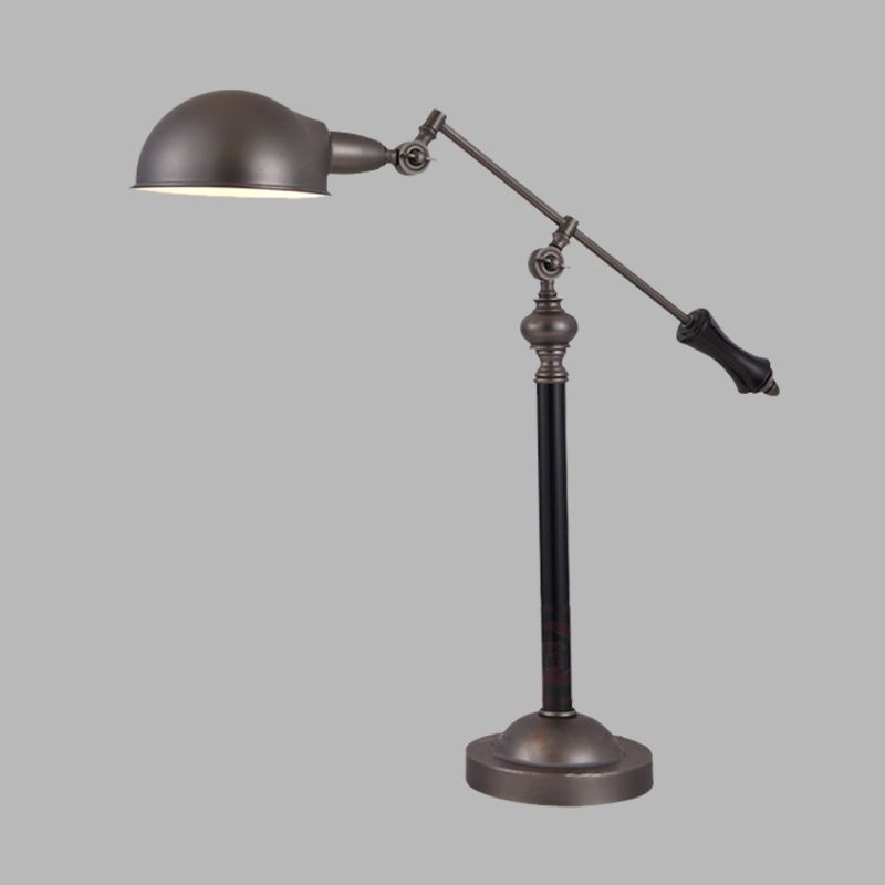 Countryside Swing Arm Reading Lamp Metal 1 Head Task Lighting in Black with Dome Shade