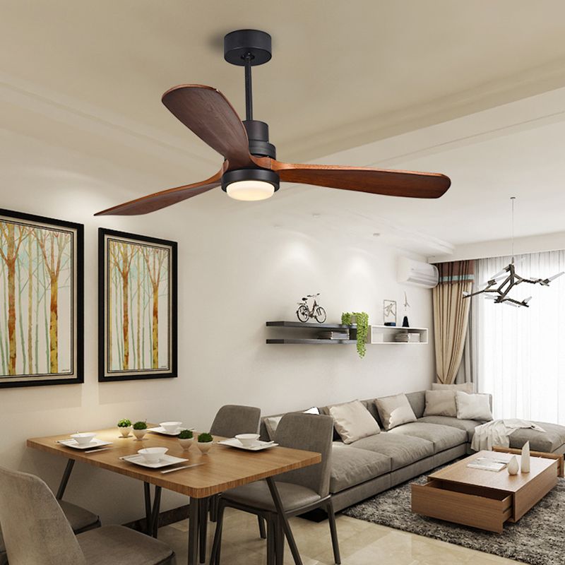 Modern Metal Ceiling Fan Light Fixture Wooden LED Ceiling Lamp for Bedroom