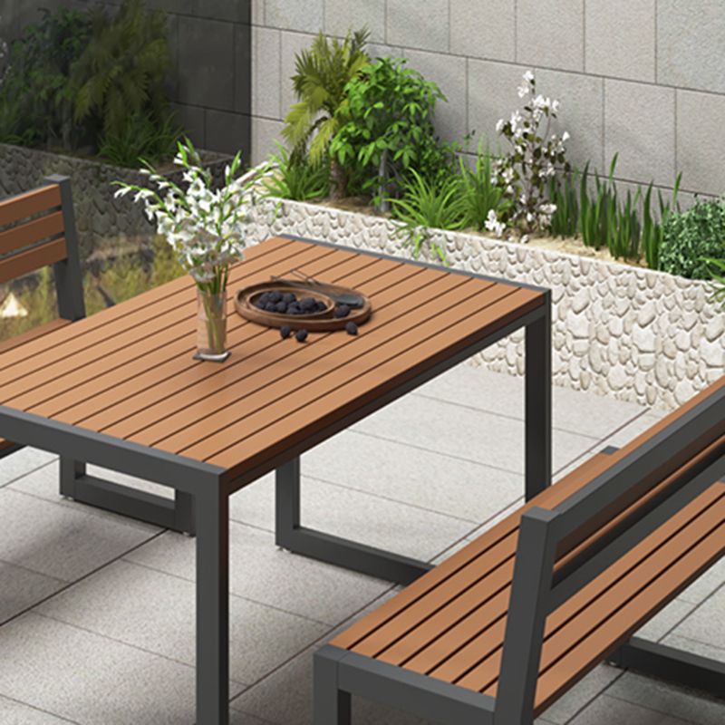 Modern Rectangle Wood Courtyard Table Waterproof Outdoor Table