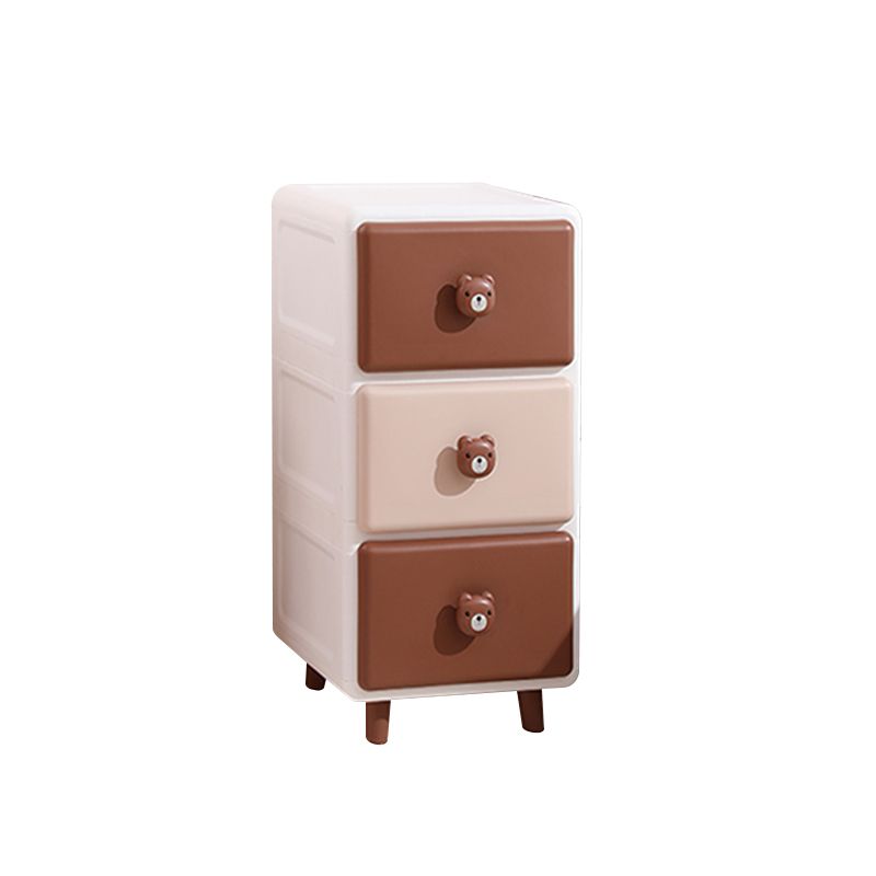 Modernism Plastic Nursery Dresser Vertical Kids Nightstand with 2/3/4/5/6 Drawers for Room